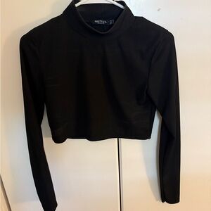 Nasty Gal Black Mock Neck Crop Top